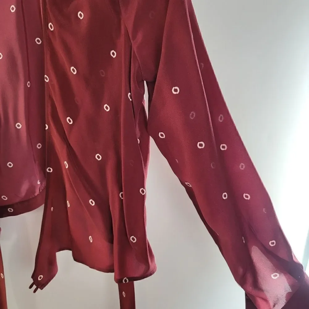 J crew red 100% silk wrap blouse